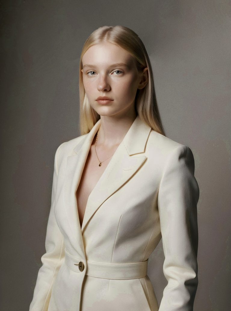 Campaña de moda y belleza generada con inteligencia artificial, mostrando estética de lujo, iluminación editorial y coherencia visual de marca. Artificial intelligence visual showcasing luxury beauty and fashion campaign, editorial lighting, and brand-consistent visual style.