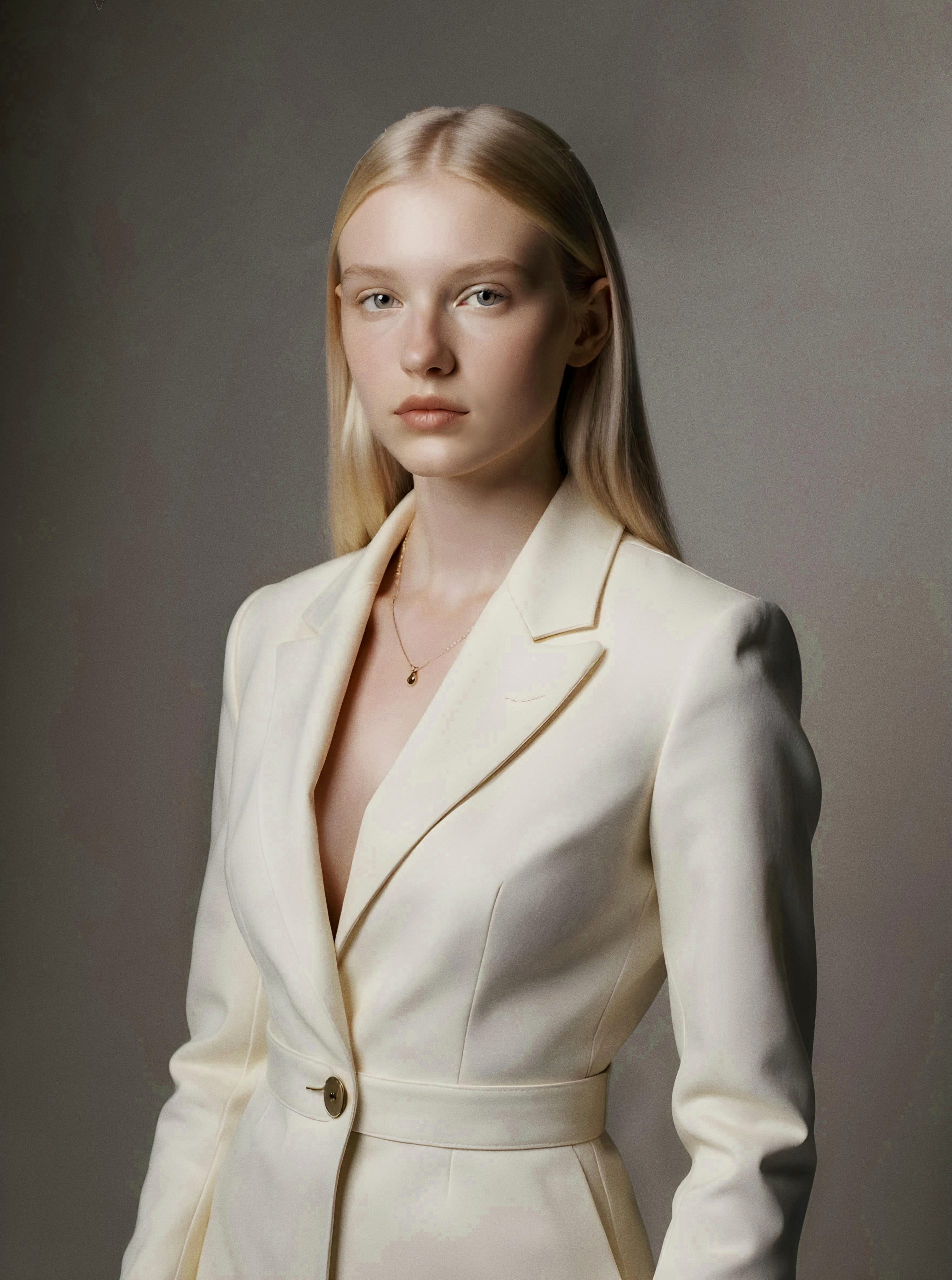 Campaña de moda y belleza generada con inteligencia artificial, mostrando estética de lujo, iluminación editorial y coherencia visual de marca. Artificial intelligence visual showcasing luxury beauty and fashion campaign, editorial lighting, and brand-consistent visual style.